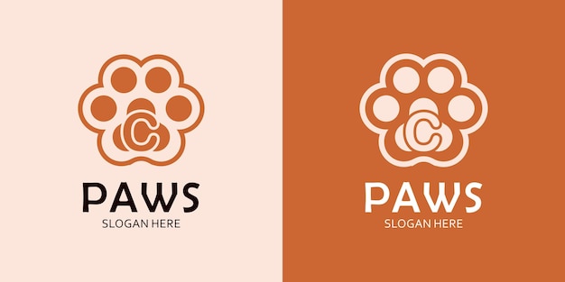 Paws with Letter C Logo Design