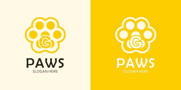 Paws with Letter G Logo Design