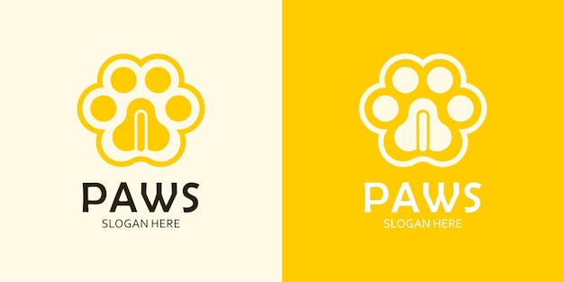 Paws with Letter I Logo Design