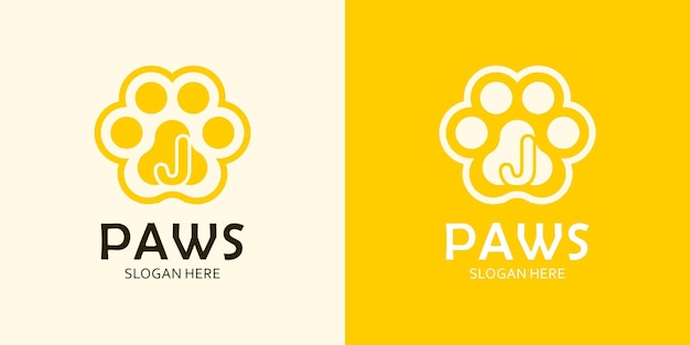 Paws with Letter J Logo Design