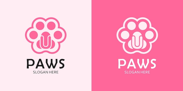 Paws with Letter U Logo Design