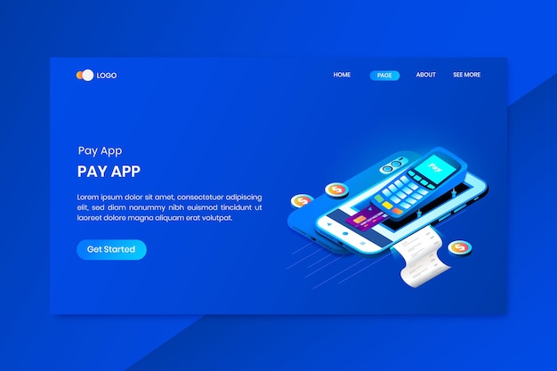 Vector pay app isometric concept landing page