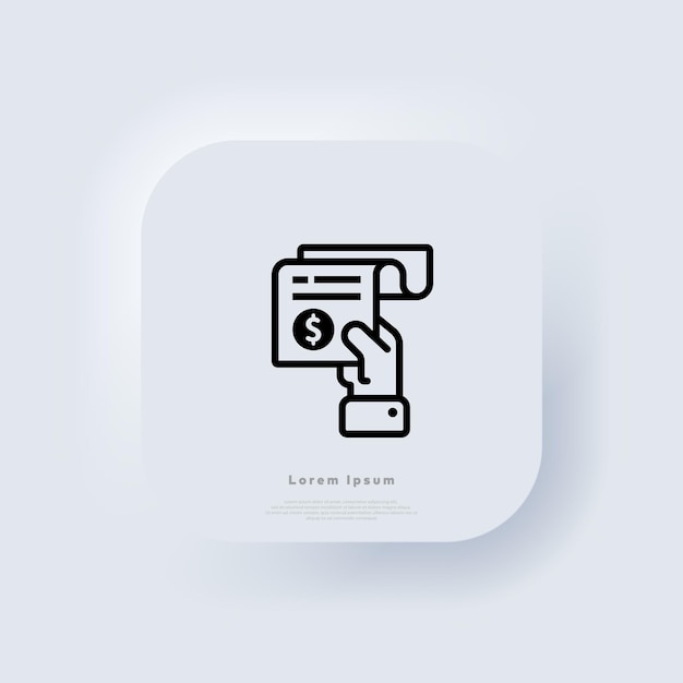 Vector pay bill line icon. payment and billing invoices, business or financial operations sign. neumorphic ui ux white user interface web button. neumorphism. vector eps 10.