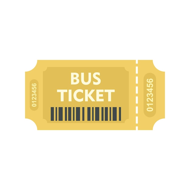 Значок билета на платный автобус плоская иллюстрация векторной иконки билета на платный автобус на белом фоне