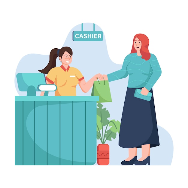 Pay at The Cashier Flat Illustration