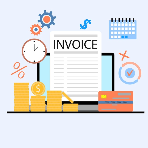 Vector pay invoice online time and schedule for payment tax or order