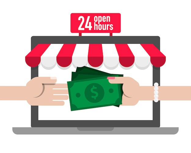 Vector pay money to shopping online store concept illustration vector