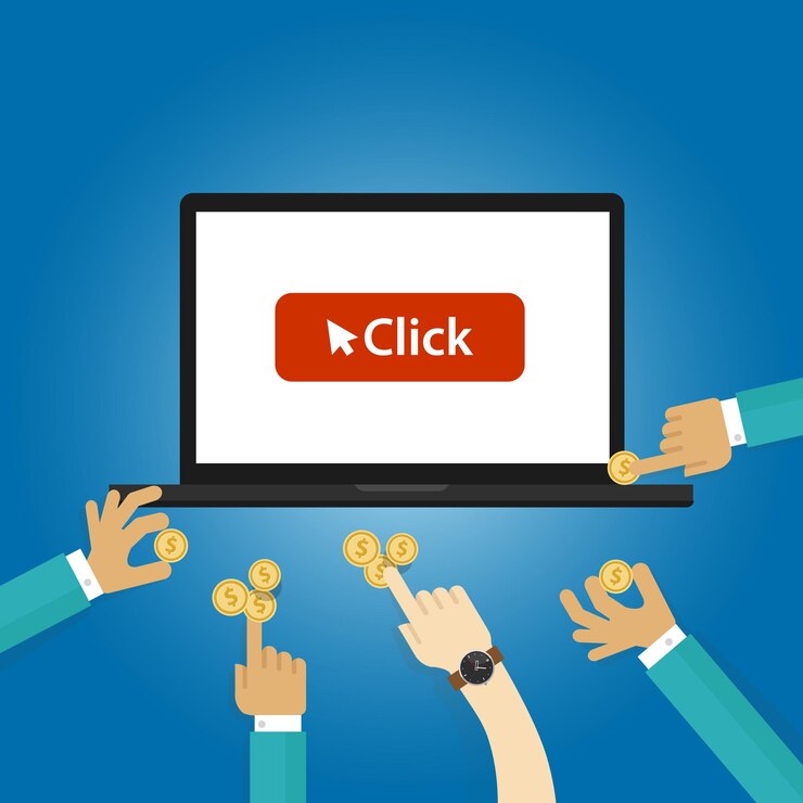 वेक्टर pay per click ads bidding auction buying traffics website ppc advertising