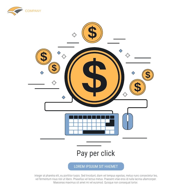 Pay per click flat contour style vector concept