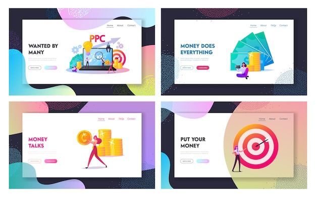 Vector pay per click landing page template set.