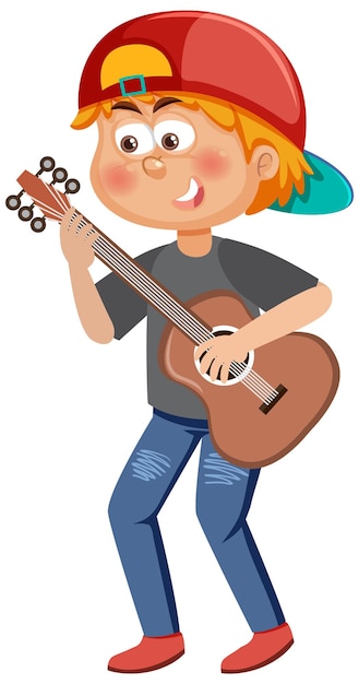 Pay playing guitar cartoon character