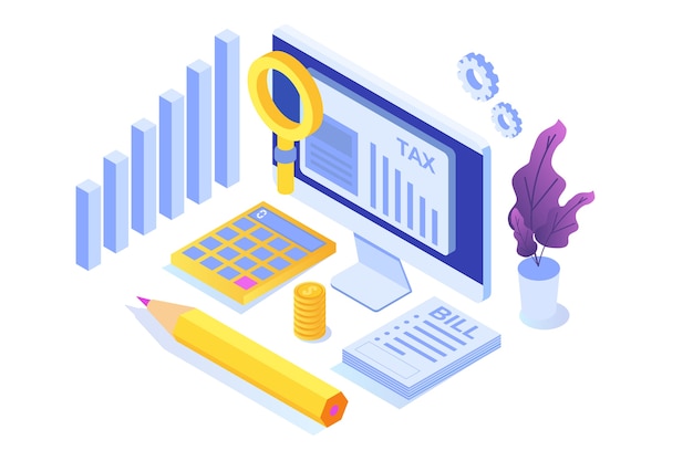 Pay tax online isometric concept