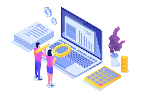 Pay tax online isometric concept