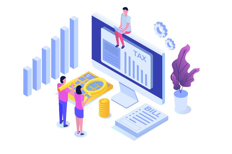 Vector pay tax online isometric concept