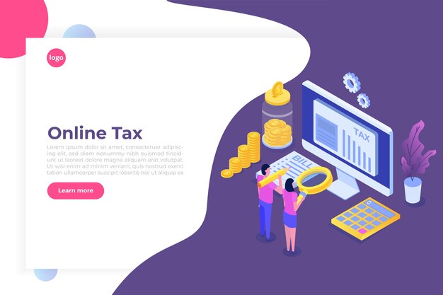 Vector pay tax online isometric concept