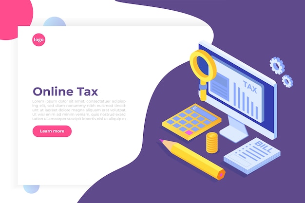 Vector pay tax online isometric concept