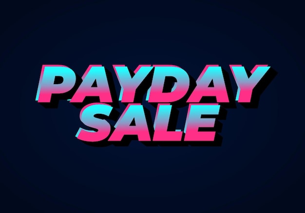 Vector payday sale teksteffect in opvallende kleuren en 3d-effect