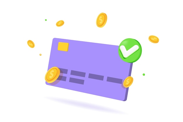 Payment approved concept 3d realistic vector illustration
