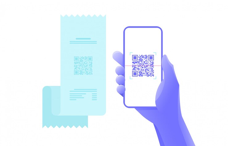 Vector payment by smartphone scan qr code. graphic design.