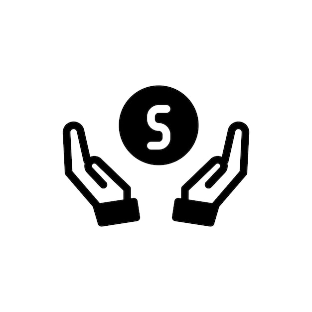 Simbolo del dilar di pagamento con l'icona della mano nera