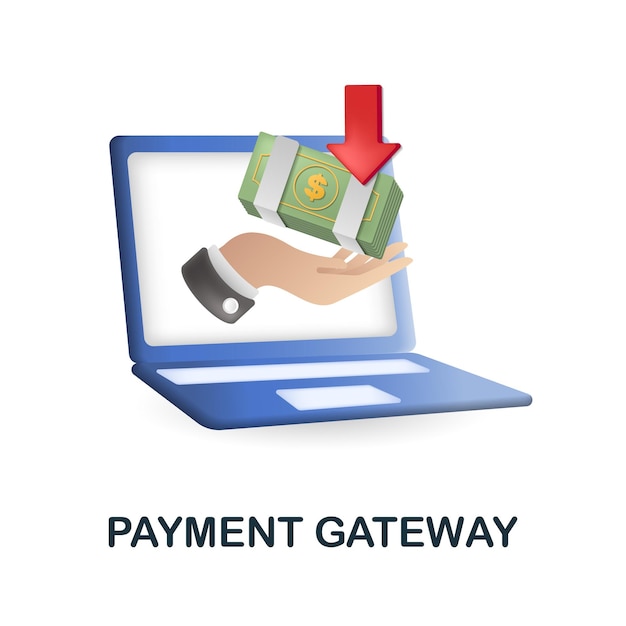 Payment Gateway-pictogram 3d illustratie uit fintech-collectie Creative Payment Gateway 3d-pictogram voor webdesignsjablonen, infographics en meer