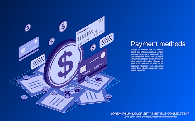 Payment methods flat isometric concept illustration