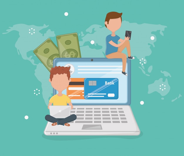 Vector payment online scene