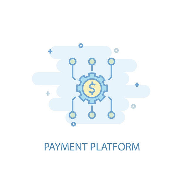 Payment platform line concept Simple line icon colored illustration Payment platform symbol flat design Can be used for UIUX