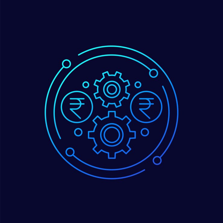 वेक्टर payment processing icon with rupee line design