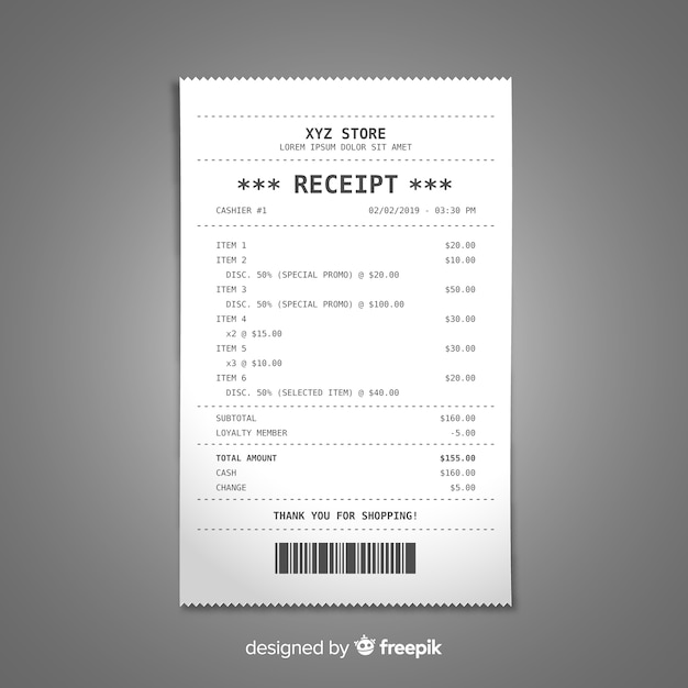 Payment receipt template with flat design