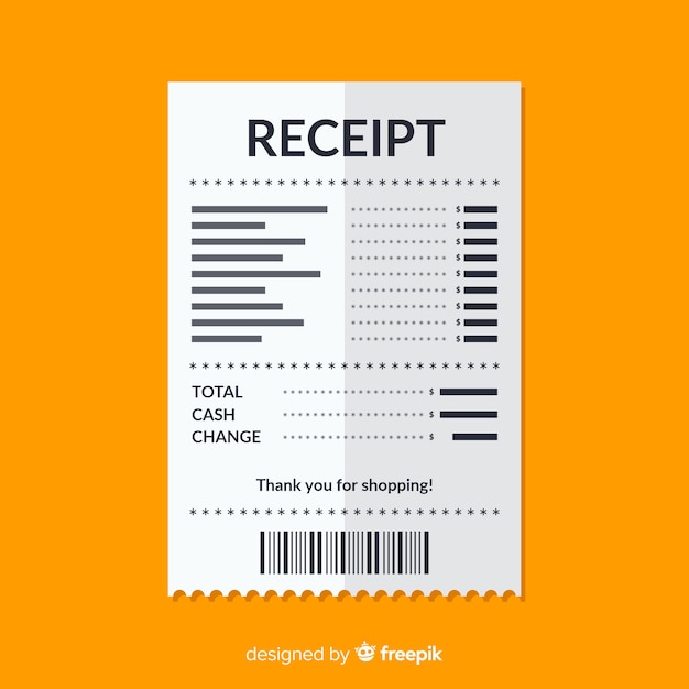 Vector payment receipt template with flat design