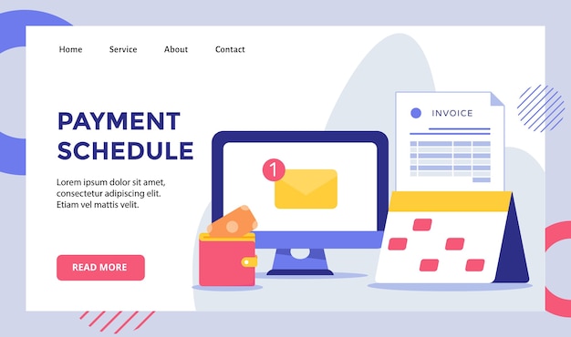Payment schedule email notification on display monitor
