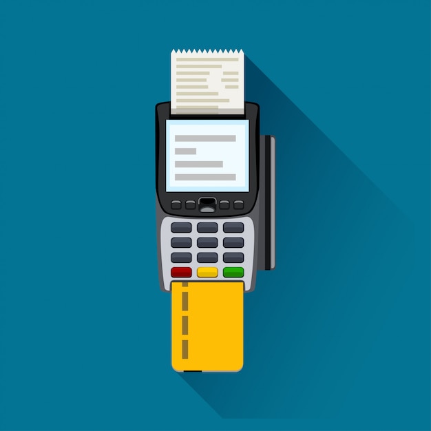 Vector payment terminal on blue