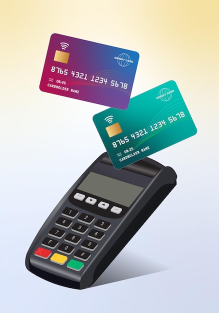 Payment terminal and two credit cards