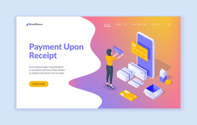 Payment upon receipt landing page template