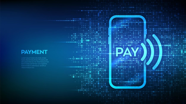 スマートフォンのアイコンで通貨のシンボルで支払う オンラインモバイル支払い NFC