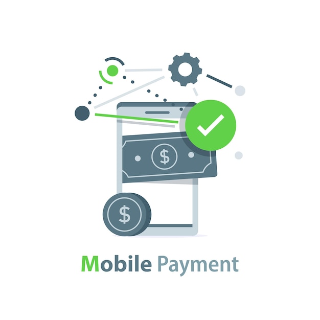 Vector payment with smartphone icon online mobile paymentflat design icon vector illustration