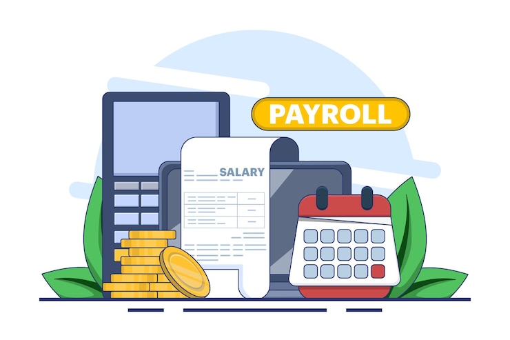 Vector payroll system concept vector illustration or online income calculation and automatic payment