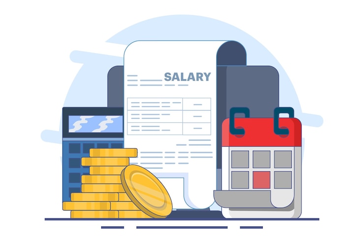 Vector payroll system concept vector illustration or online income calculation and automatic payment