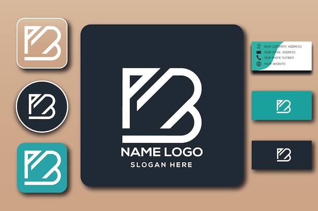 Pb monogram logo template color editable