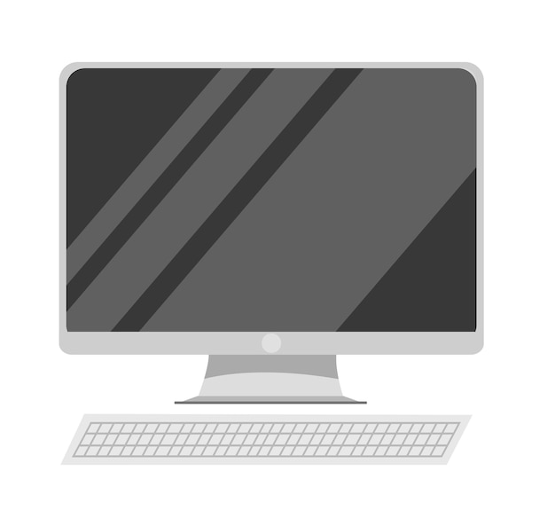 Pc computer monitor. vector illustration of house elements. cartoon style