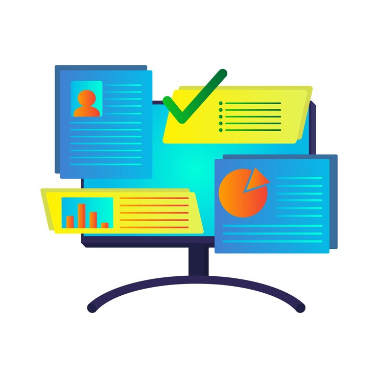 Vector pc desktop notes flat design vector illustration