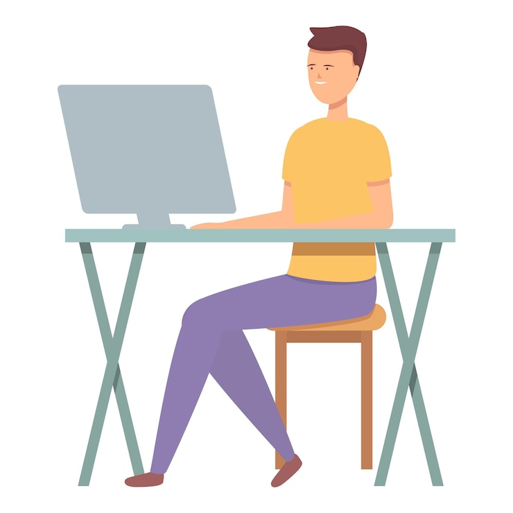 Vector pc desktop virtual tour icon cartoon vector online real walk agency home