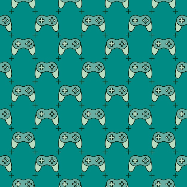 Vector pc gamepad vector wireless game controller green creative seamless pattern