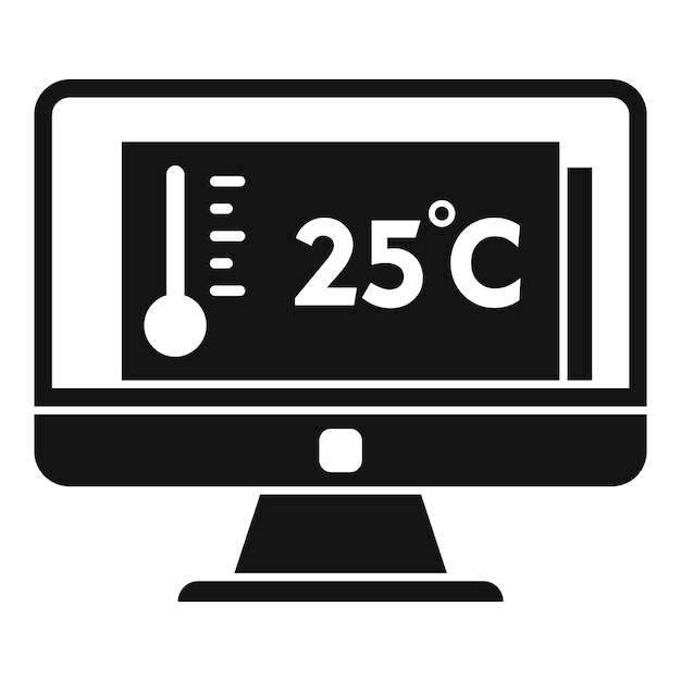 Icona del controllo della climatizzazione domestica del pc semplice illustrazione dell'icona vettoriale del controllo della climatizzazione domestica del pc per il web des