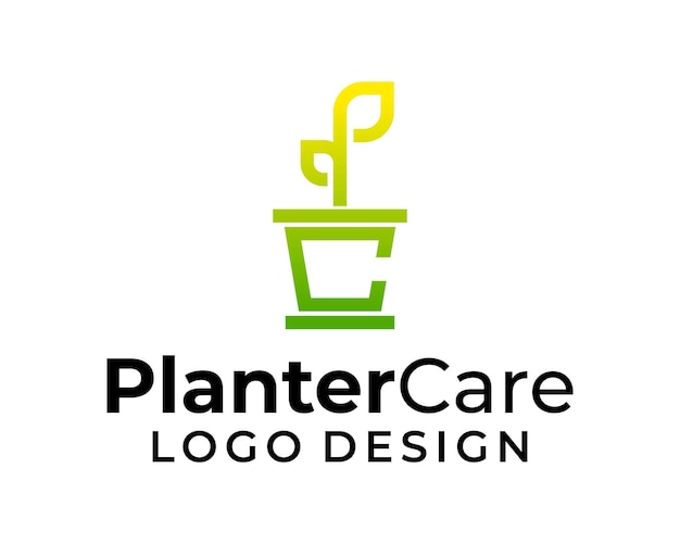 PC letter monogram planter logo ontwerp