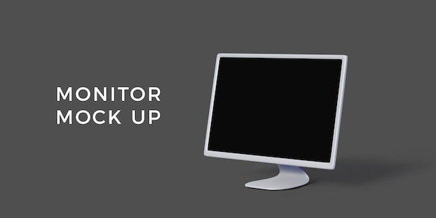 Vector pc monitor mock up in 3d style personal computer display with black screen