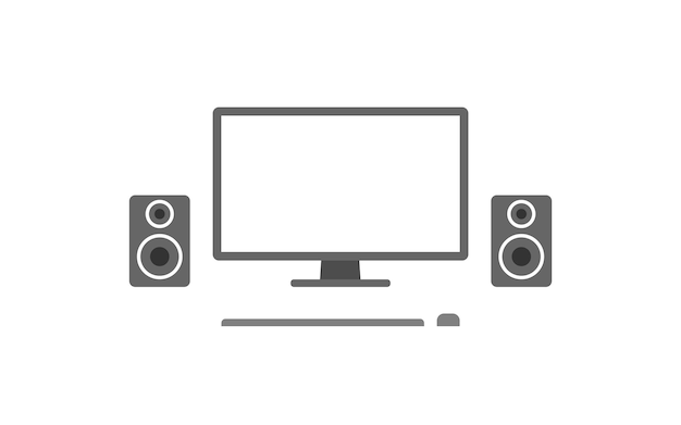 Vector pc screen isolated simple icon monitor concept illustration in vector flat