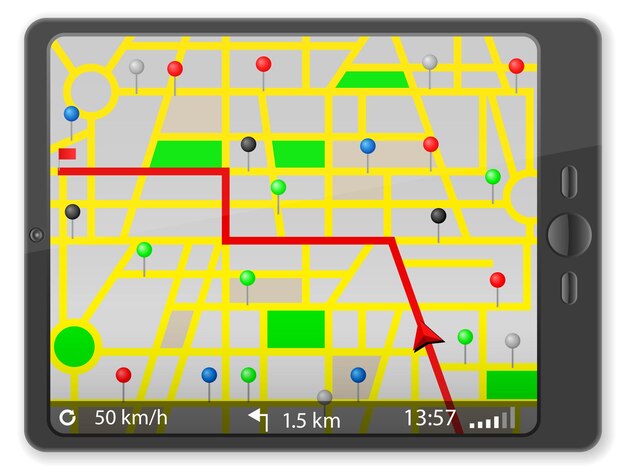 Vettore tablet pc con mappa di navigazione