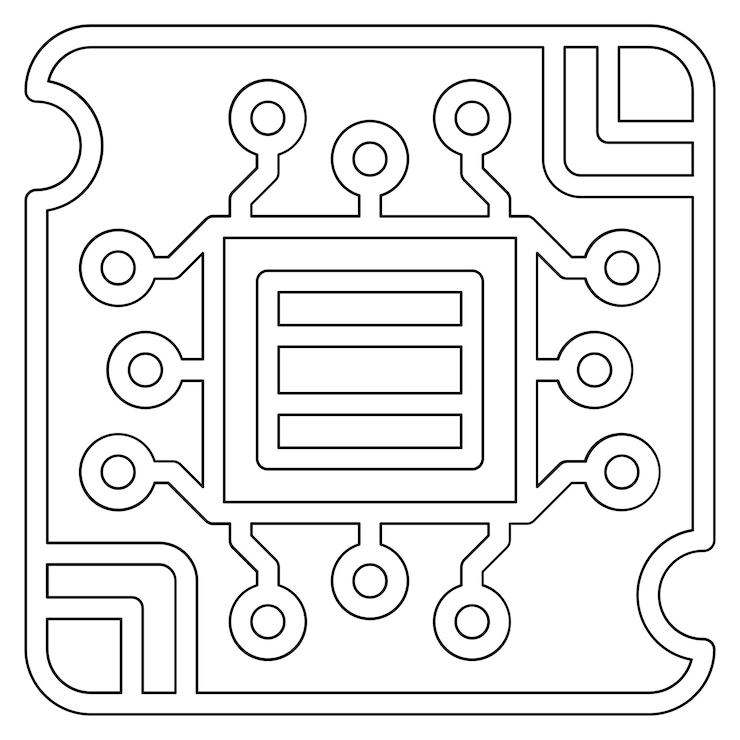 Vector pcb board vector icon illustration of electrician tools iconset